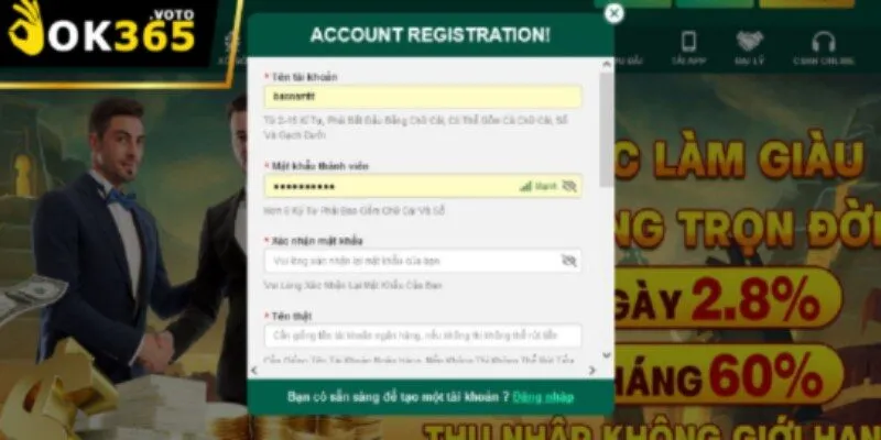 Chơi ngay với tài khoản Ok365 – Đăng ký cực nhanh!